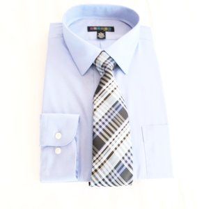 Shirt & tie mens size L neck 16-16.5" new 60% cotton polyester sleeve 34-35"